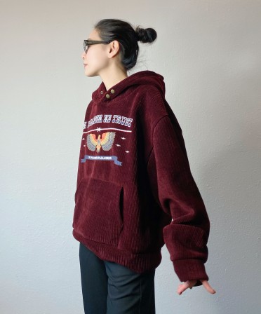 Burgundy Corduroy Hoodie #250103